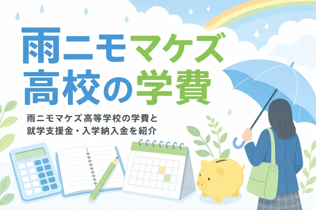 雨ニモマケズ高等学校の学費と就学支援金、入学納入金を紹介する記事のアイキャッチ
