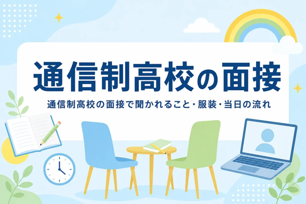 通信制高校の入試と面接で聞かれること、服装、当日の流れを紹介する記事のアイキャッチ